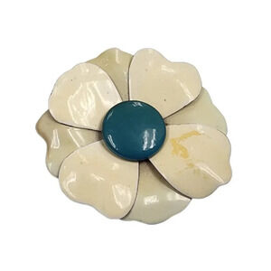 Vintage White Purple Enamel Layered Floral Brooch Pin